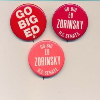 1976 Three Different Zorinsky For Us Senate Nebraska Ne Campaign Buttons