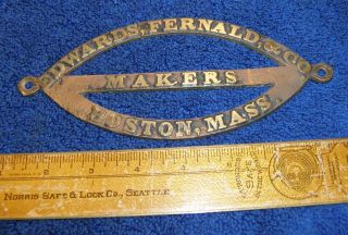 Edwards,  Fernald Brass Bronze Safe Plaque 1853 - 1855 Salamander Safe Boston Plate