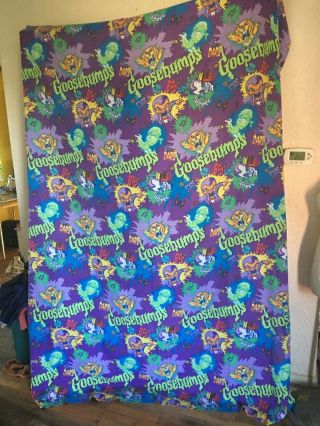 Vintage Goosebumps Flat Sheet Twin Fabric Overall Print Spring