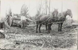 Rppc Logging Lumber Era Nw South Boardman Kalkaska Mi C.  1908 Bigwheel By Ellis