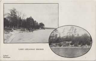 Nw Leland Mi C.  1906 Early Rustic Resort Days On Carp Lake Now Lake Leelanau