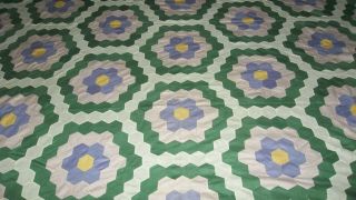 Vintage Quilt Top 1930s Feedsack Hand Sewn 71 " X 95 "