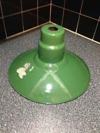 Vintage Green Porcelain Enamel Light Fixture 12” Barn Industrial Shade 2
