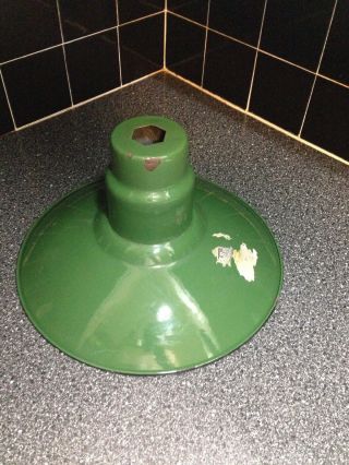 Vintage Green Porcelain Enamel Light Fixture 12” Barn Industrial Shade 6