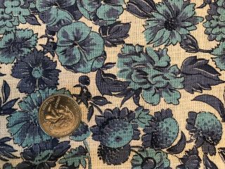 Vintage FULL FEED SACK Two Shades Of Blue Flowers On White Background 37 X 44 2