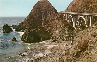 Chrome Postcard Ca G066 Big Creek Bridge Coast Cabrillo Hwy 1 Big Sur Morro Bay
