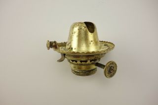Antique E Miller Brass Oil Lamp Flip Top Burner Pat Jul 21,  1863 & Dec.  10,  1867