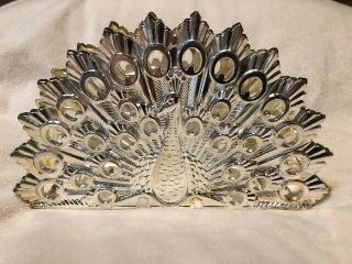 Vintage Silver Plated Art Deco Peacock Napkin Holder Letter Holder Made In Italy