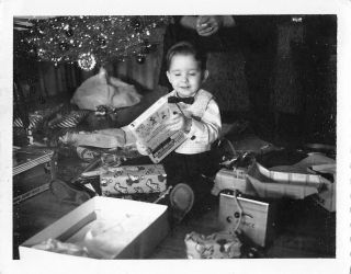 Bowtie Christmas Boy Mickey Mouse Disney Gifts Aluminum Tree Vtg 1960s Photo 188