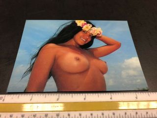 Hawaii Nude Bathing Beauty Pinup Postcard Woman At Beach 1980s 7