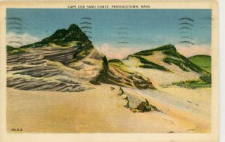 Vintage Cape Cod Provincetown Massachusetts " Cape Cod Sand Dunes " Postcard C1942
