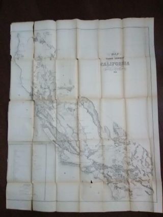 1858 Public Survey Map Of California 40x32 Inches
