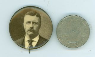 1904 Vintage President Theodore Roosevelt Political Campaign Pinback Button Brwn
