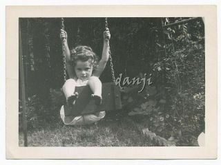Sassy Little Girl Leaning Back On Swing With Bare Feet In The Camera Old Photo