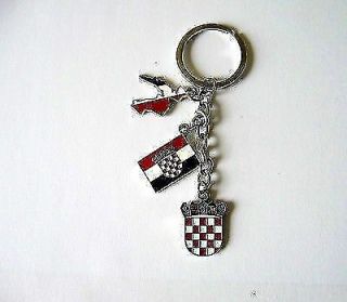 Croatia Coat Of Arms Metal Keychain / Key Chain Ring Emblem Grb Hrvatska Flag
