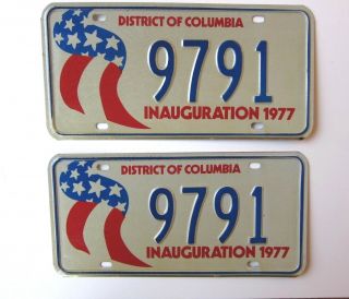 Rare 1977 Washington,  Dc Inauguration License Plate Pair,  Jimmy Carter,