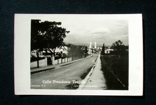1954 Chile Postcard Santiago Calle Del Sol / President Trujillo Real Photo