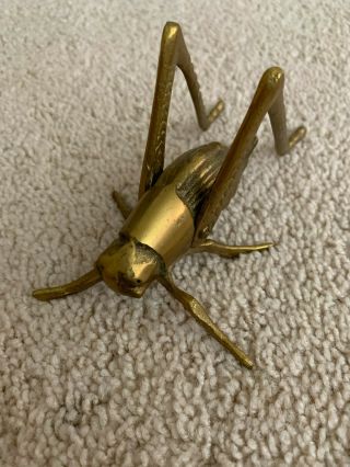 Vintage Brass Grasshopper Cricket Insect Paperweight Figurine " Good Luck "