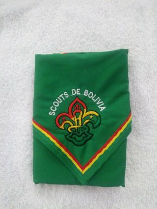 2019 World Scout Jamboree Scouts De Bolivia Neckerchief Green W/yellow,  Red
