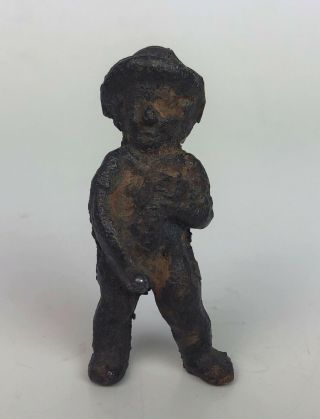 Antique Risque Cast Iron Peeing Boy Figure
