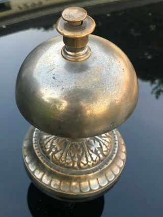ANTIQUE NICKEL - PLATED BRASS HOTEL DESK COUNTER BELL OLD & 2