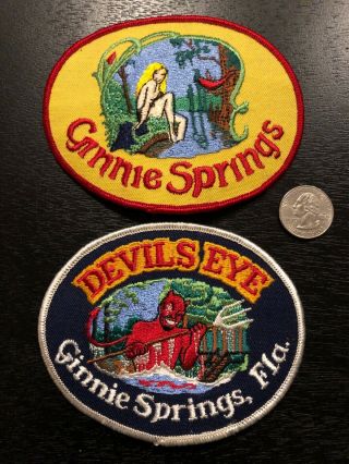 2 Ginnie Springs Florida Patches Rare Devils Eye