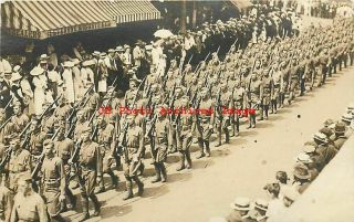 World War I,  Rppc,  Military Celebration Soldiers Parade,  Norwich Ct,  Bishop Photo