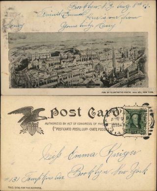 1898 Coney Island,  Ny Luna Park Kings County York Antique Postcard 1c Stamp
