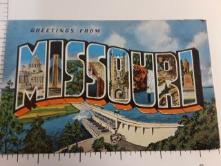 Missouri Big/ Large Letter,  Attractions,  St.  Louis Kc Hannibal Vintage Postcard
