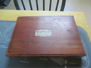 Ace Tap And Die Set Henry Hanson Wood Box Vintage Missing One 3/8 Die