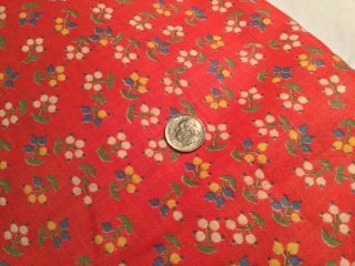 Vintage 40s Red Berries Print Fabric 34” Wide 3.  4 Yards Quilters Quilting