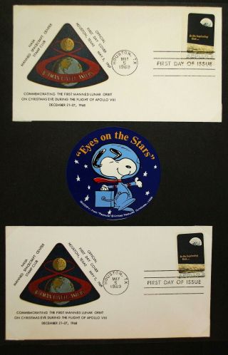 APOLLO 8 POSTAL COVER - KSC 12/21/1988,  MEDALLION MADE WITH METAL FLOWN ON MISSION 4
