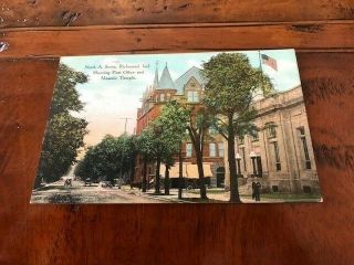 Richmond Indiana Postcard Of Post Office And Masonic Temple