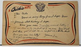 A Quickie Note Usn Soldier 1943 To Fort Wayne Indiana Postcard H4