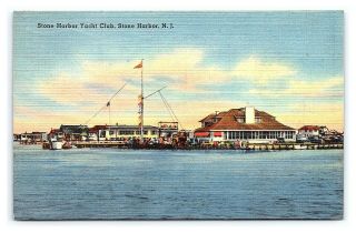 Vintage Postcard Stone Harbor Yacht Club Stone Harbor Jersey 1947 M1