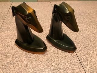 Greyhound Whippet Copper Bronze Book Ends Trophy Craft 6 1/4 " Art Deco 1920s