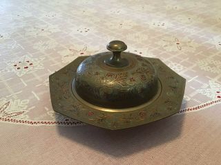 Vintage Brass Embossed Bowl With Lid Octagon Shape India Unique