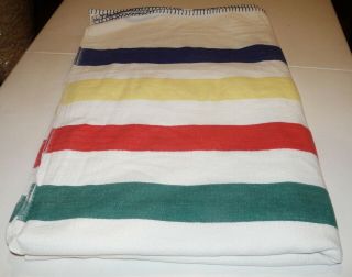 Vtg Hudson Bay Style Blanket Acrylic Stripe 70” X 83” Crown Crafts Camp?