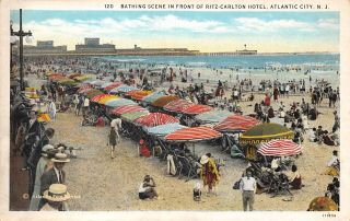 C21 - 3705,  Beach Scene,  Atlantic City Nj.