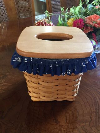 Longaberger Basket Tall Tissue Box Holder With Lid And Liner - 1999