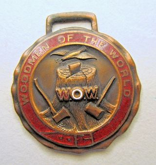 Circa 1910 W.  O.  W.  Woodmen Of The World Enamel Inlay Watch Fob,