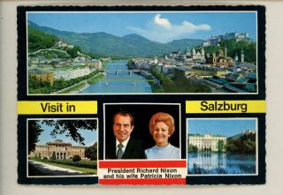Political President Postcard Richard Nixon And Wife Patricia At Salzburg Austria