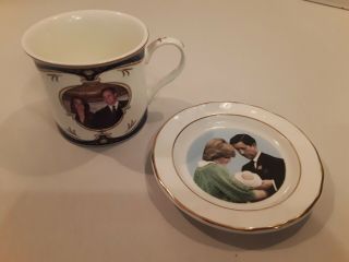 Commemorative Prince William And Kate Coffee Mug & William Princess Dianna Plate