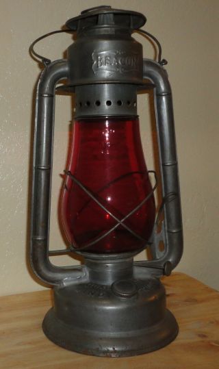 Vintage Dietz Fitzall Lantern / Red Chimney