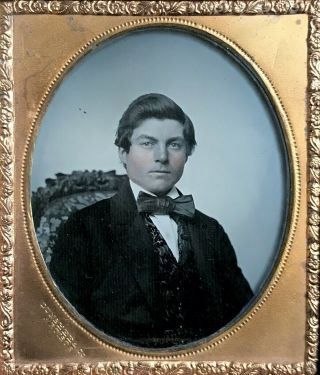 1/6 Plate Ambrotype - Handsome Devil By Dunshee & Co.  Bedford,  Ma.  Full Case