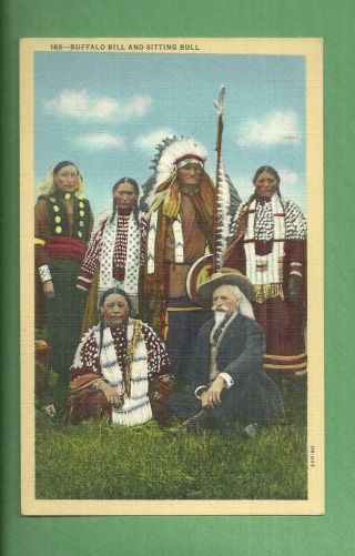 Postcard Buffalo Bill And Sitting Bull