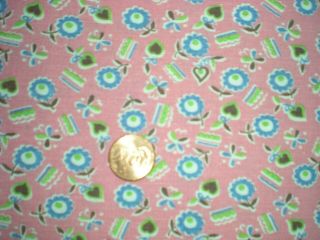 FLORAL on PINK Full Vtg FEEDSACK Quilt Sewing Doll Clothes Craft Sewing Fabric 3