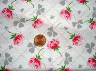 FLORAL Full Vtg FEEDSACK Quilt Sewing DollClothes Craft Sewing Fabric Pink Green 2