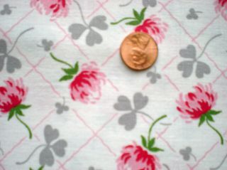 FLORAL Full Vtg FEEDSACK Quilt Sewing DollClothes Craft Sewing Fabric Pink Green 3