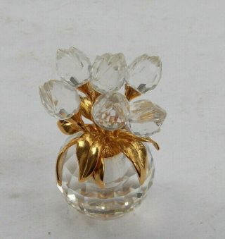 Rare Vintage 2 " Swarovski Crystal Glass Pineapple Figurine Fruit Leaves Look Nr